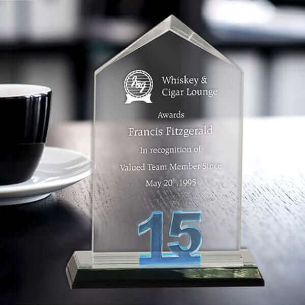 Years of service award with number cutout