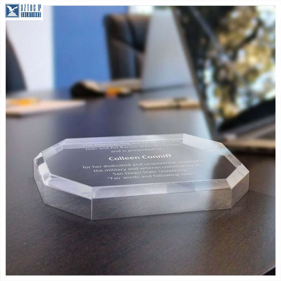 Laser-etched desk award