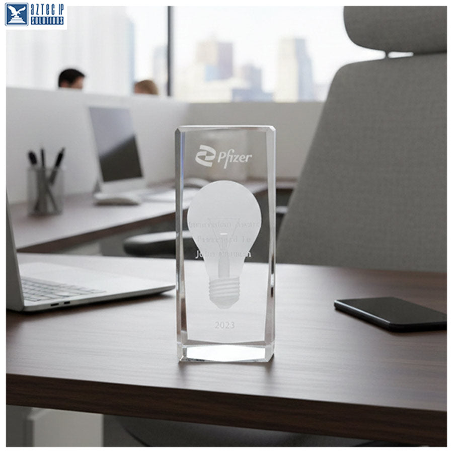 Custom etched crystal trophy