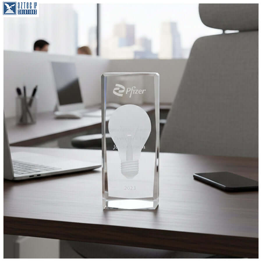 Custom etched crystal trophy