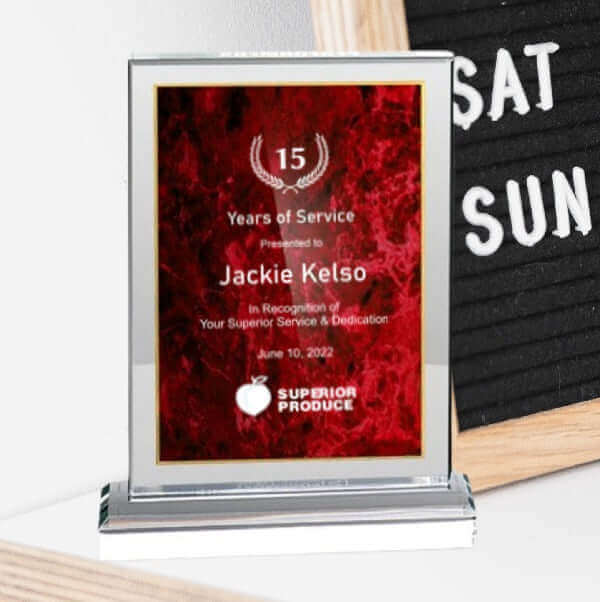 Engraved acrylic trophy