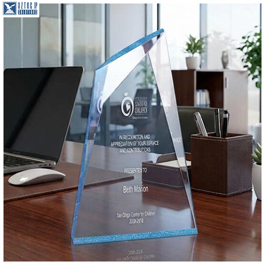 Blue edge acrylic trophy