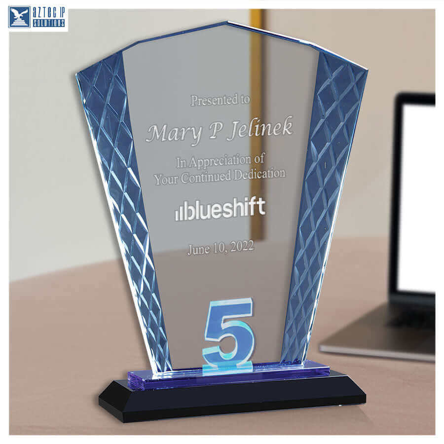 deep-etched recognition piece