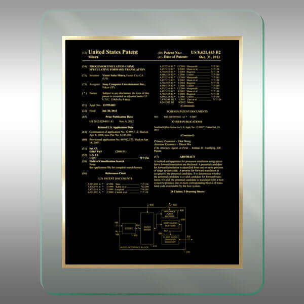 Patent Plaque - AirLucite® Jade Rounded Corners AJ1-EnBkS-R14