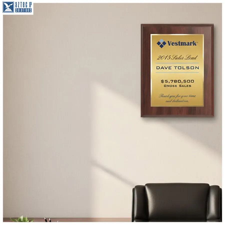 Cherry finish award plaque