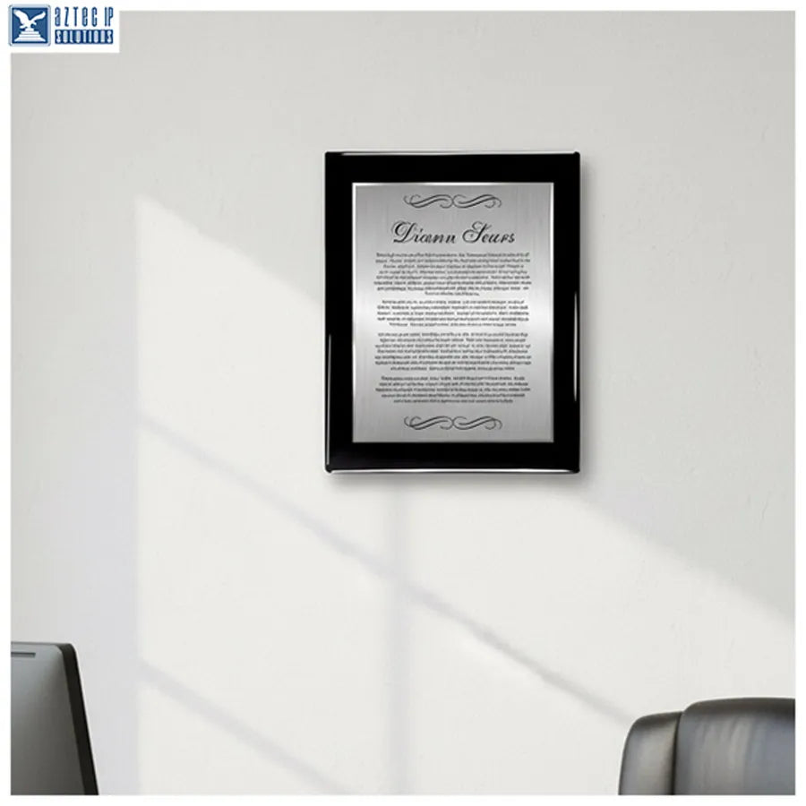 black piano finish plaque