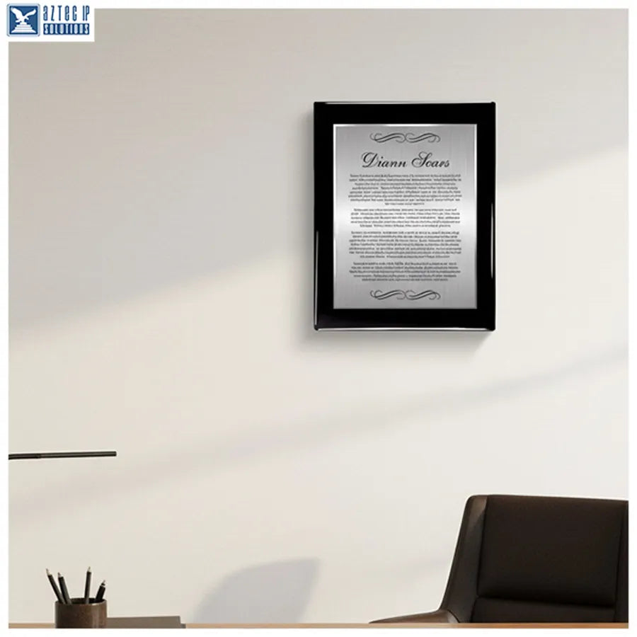 black piano finish plaque