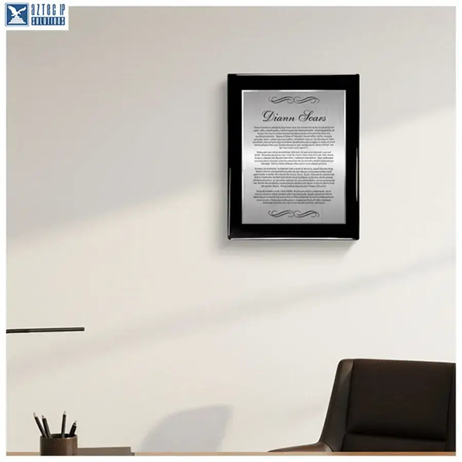 black piano finish plaque