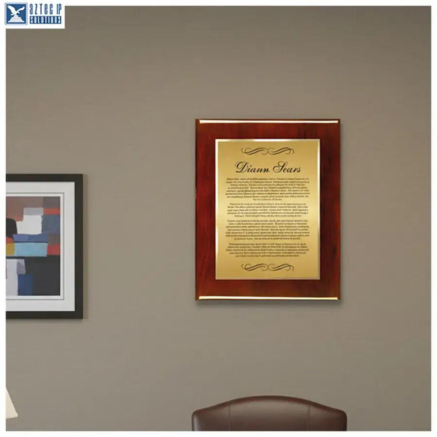 Rosewood award plaque