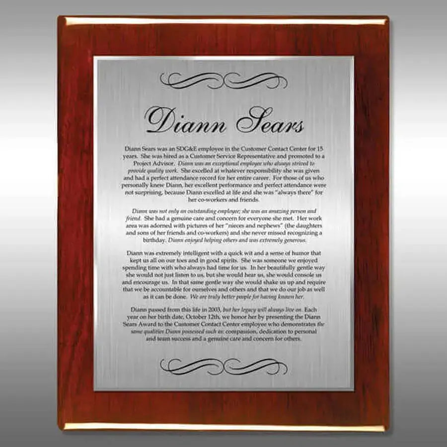 Retirement gift plaque