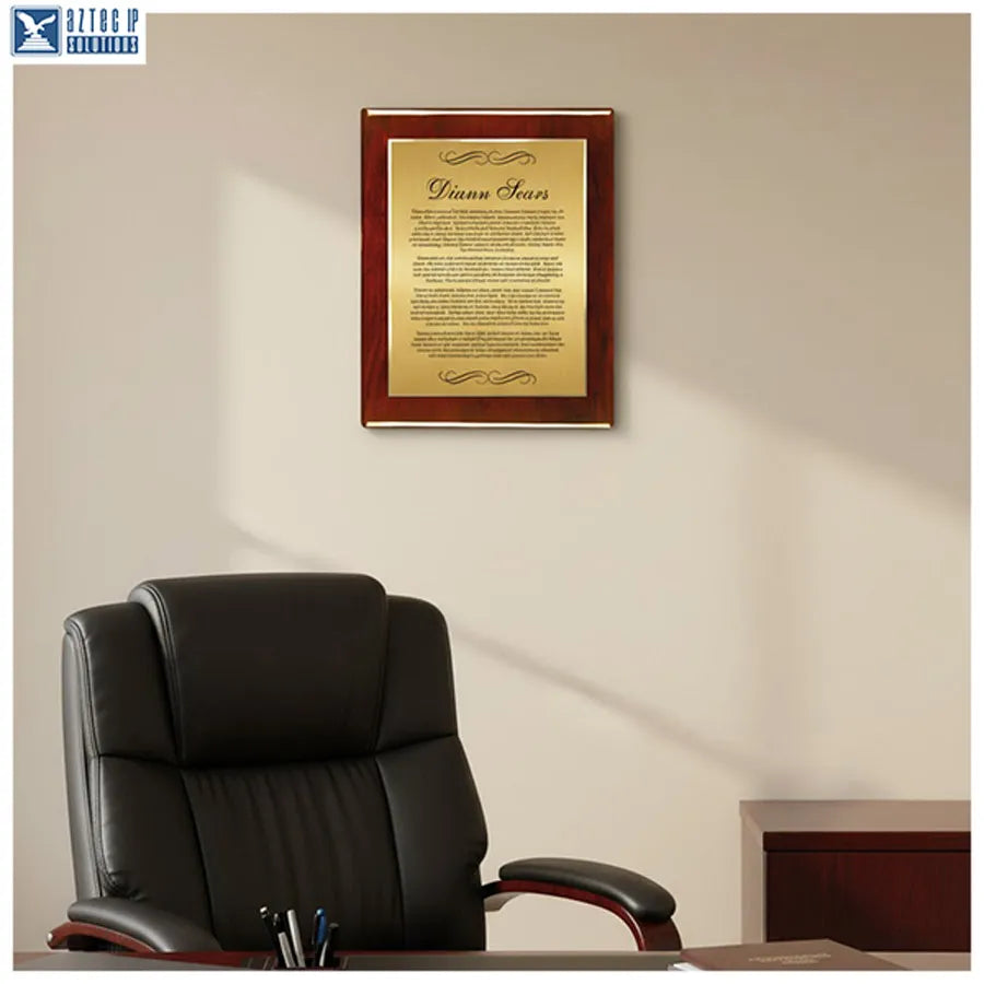 Rosewood award plaque