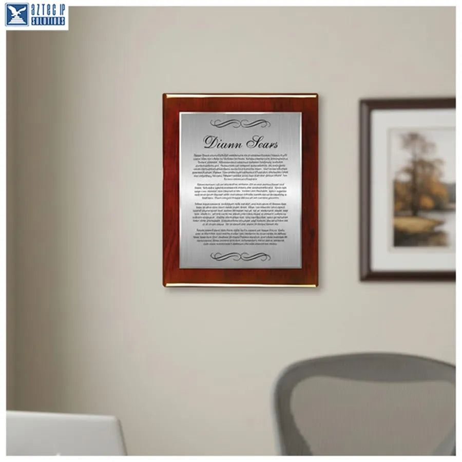 Rosewood award plaque