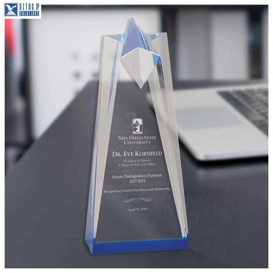 Blue Sculptured Star Tower 10 inches