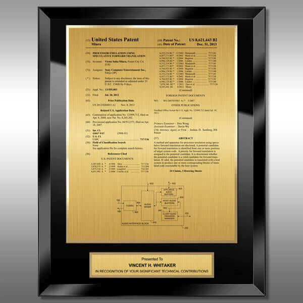 Patent Plaque - Glass Presentation BG-EZ15P