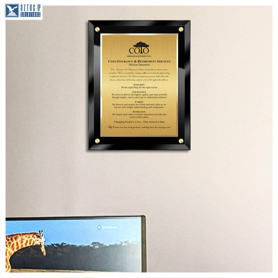Mission Statement Plaque - Black AeroGlass® BG-MS14