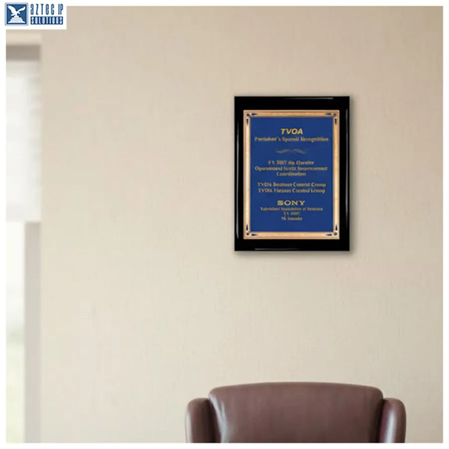 black piano finish plaque