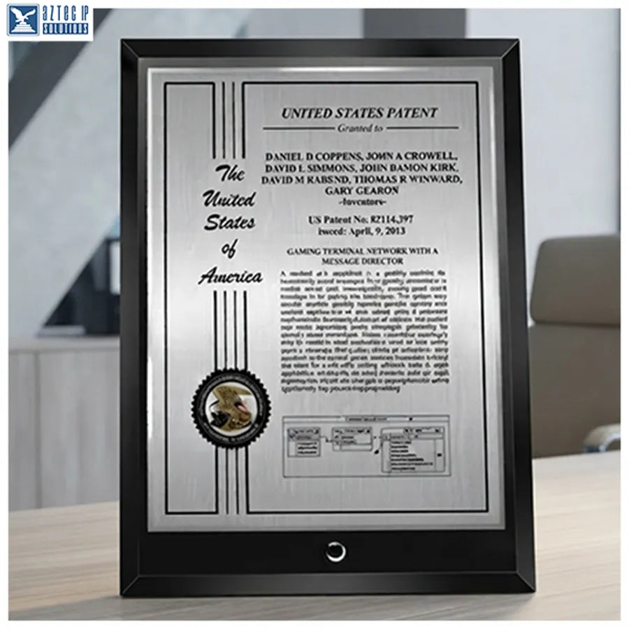Layout 2 | Patent Certificate - Glass desk plaque