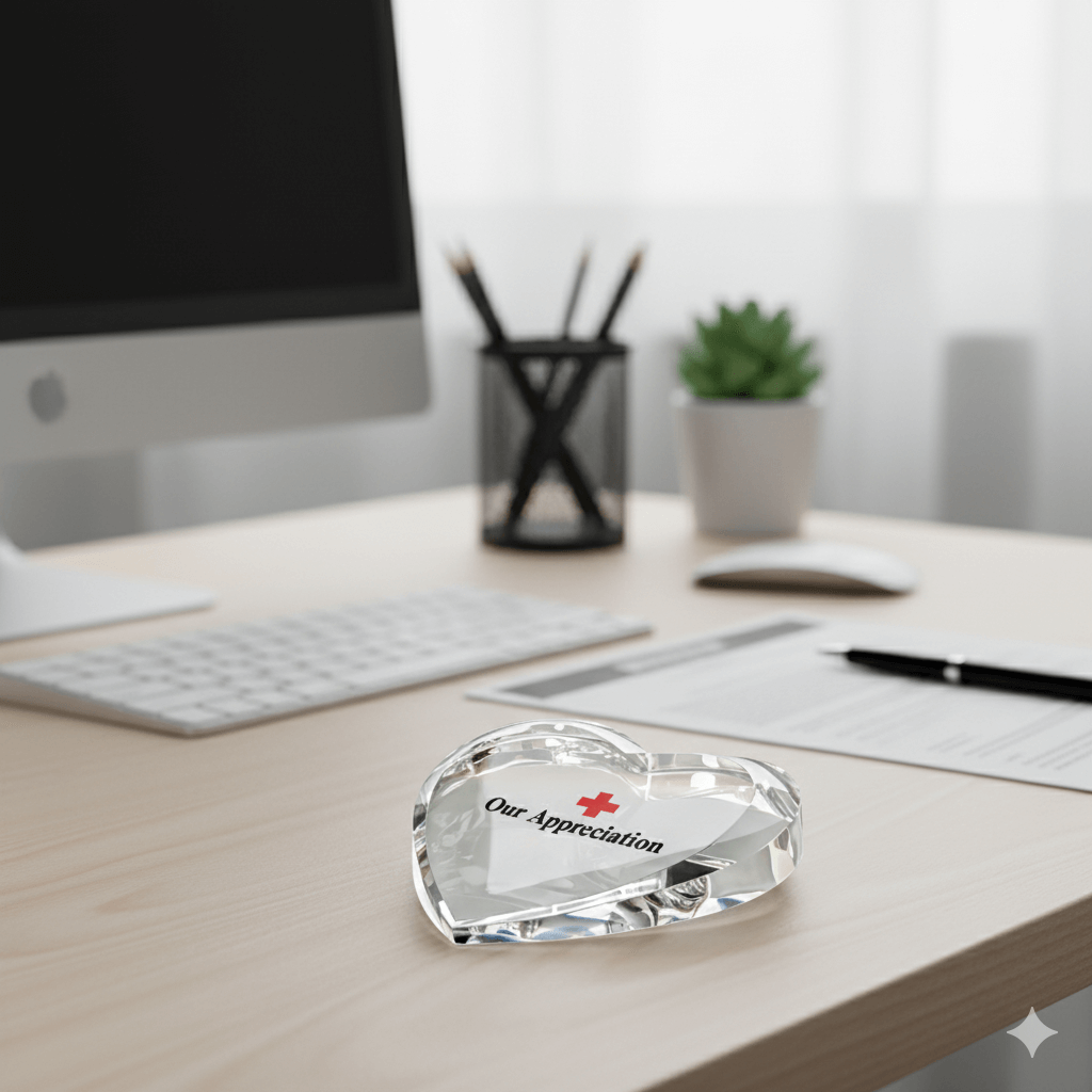 Heart Shaped Crystal Paperweight – Personalized Gift & Desk Keepsake| C380