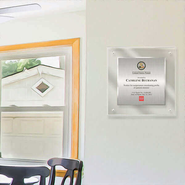 floating patent plaque