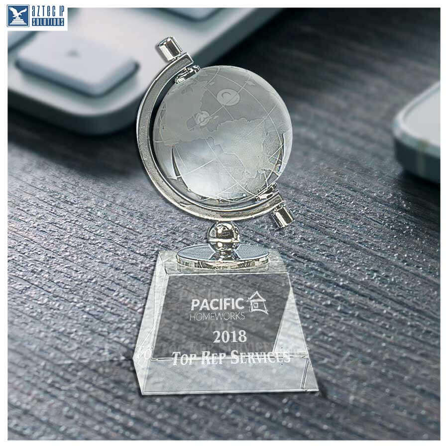 Rotating Globe Crystal Etched