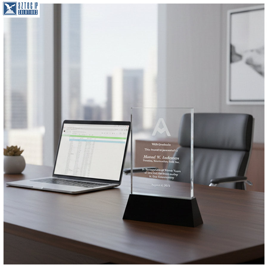 Engraved crystal plaque