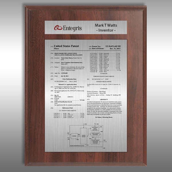 Affordable patent plaque
