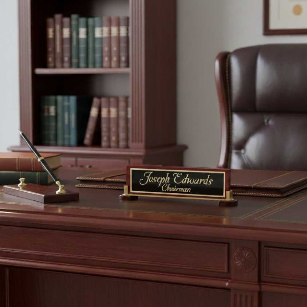 premium rosewood executive desk plate
