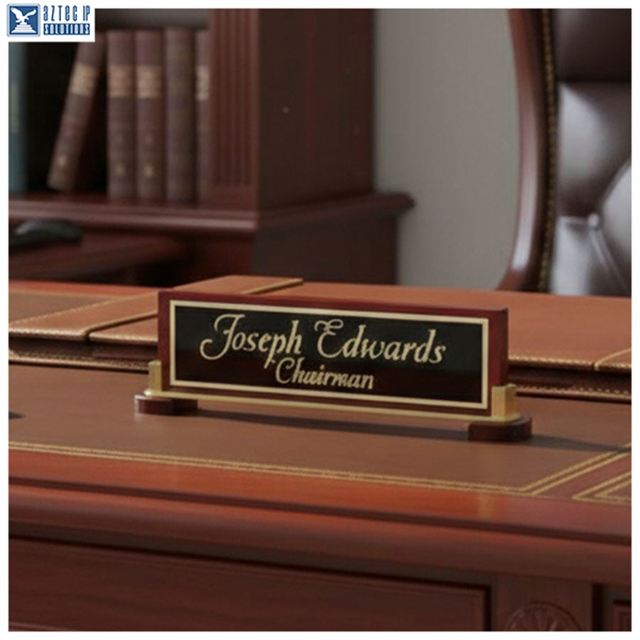 Black brass name plate