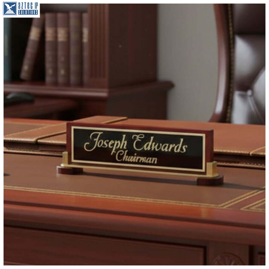 Black brass name plate