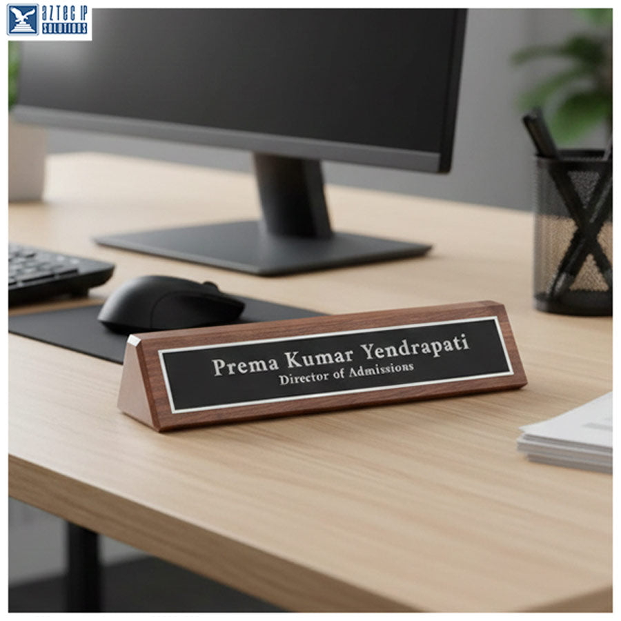 walnut wood desk plaque