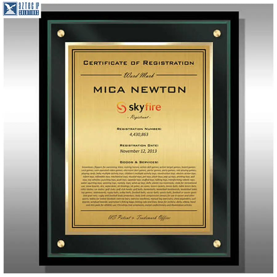 Gold and silver imprint plaque