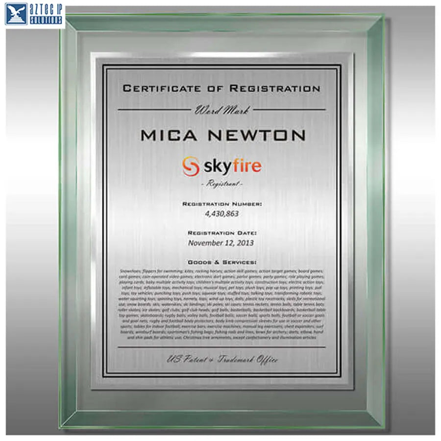 sublimated trademark plaque