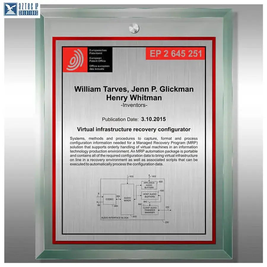 Red and silver plaque