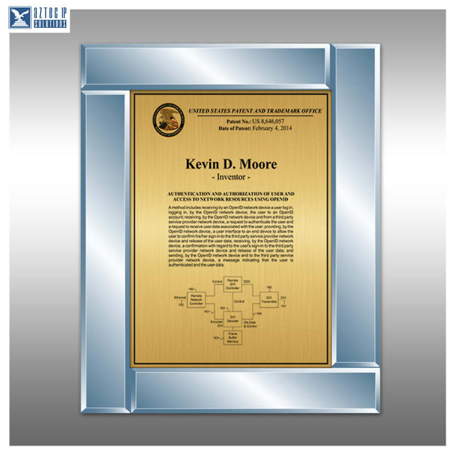 Inventor plaque in gold