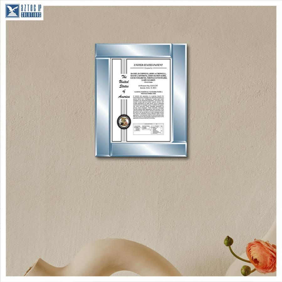Patent Certificate on wall