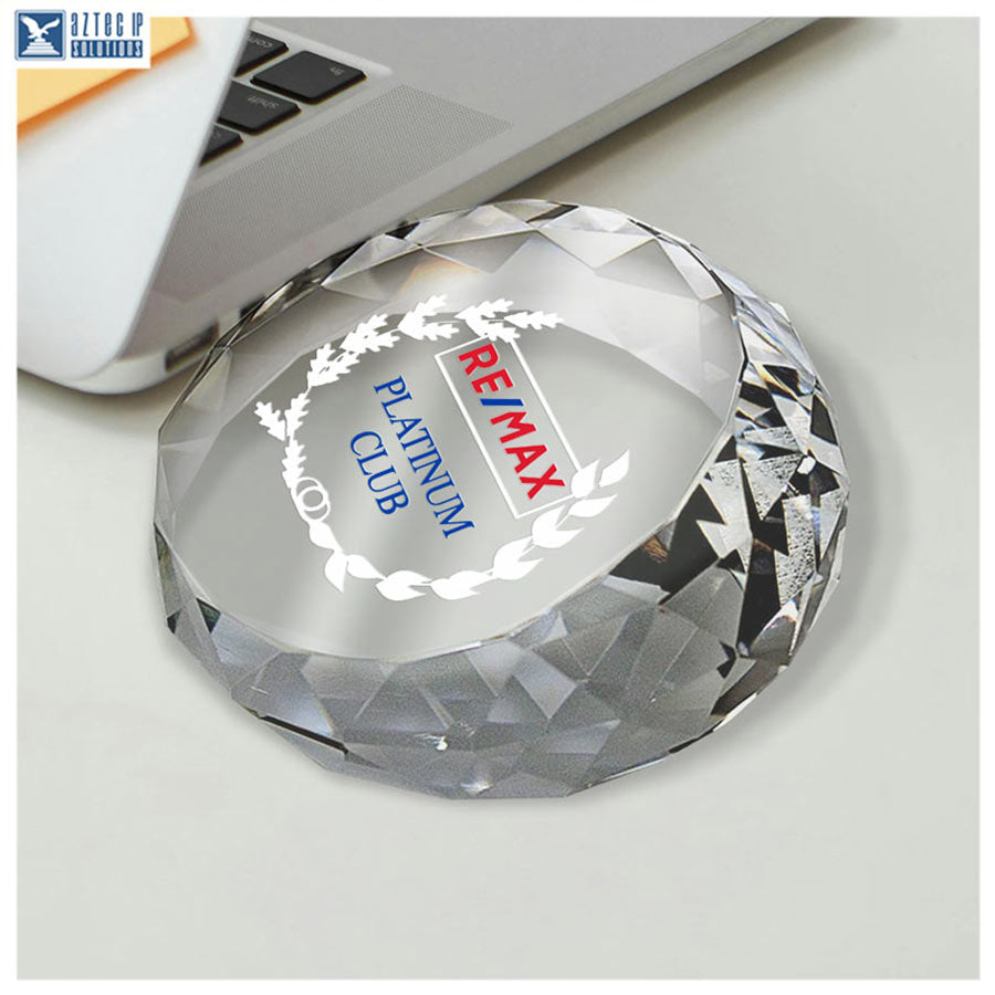 Crystal diamond paperweight