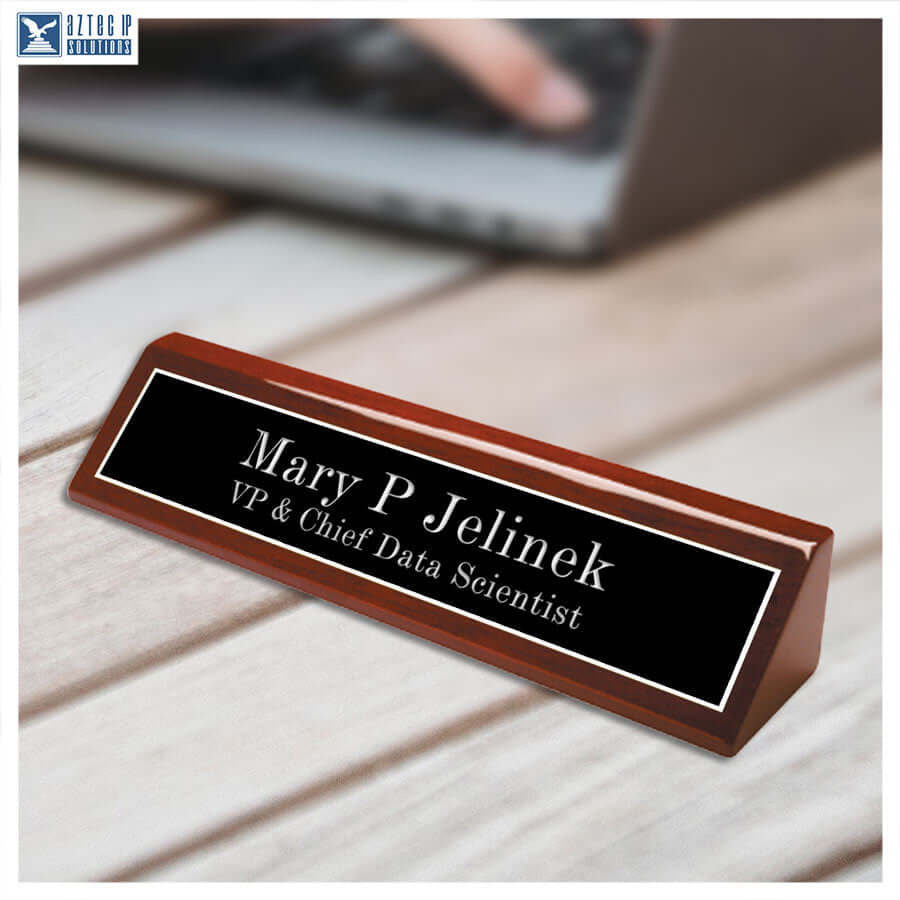 rosewood piano desk name plate