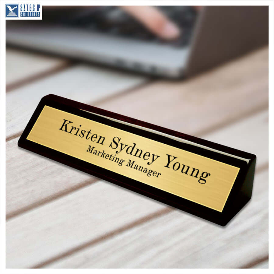 black piano desk name plate