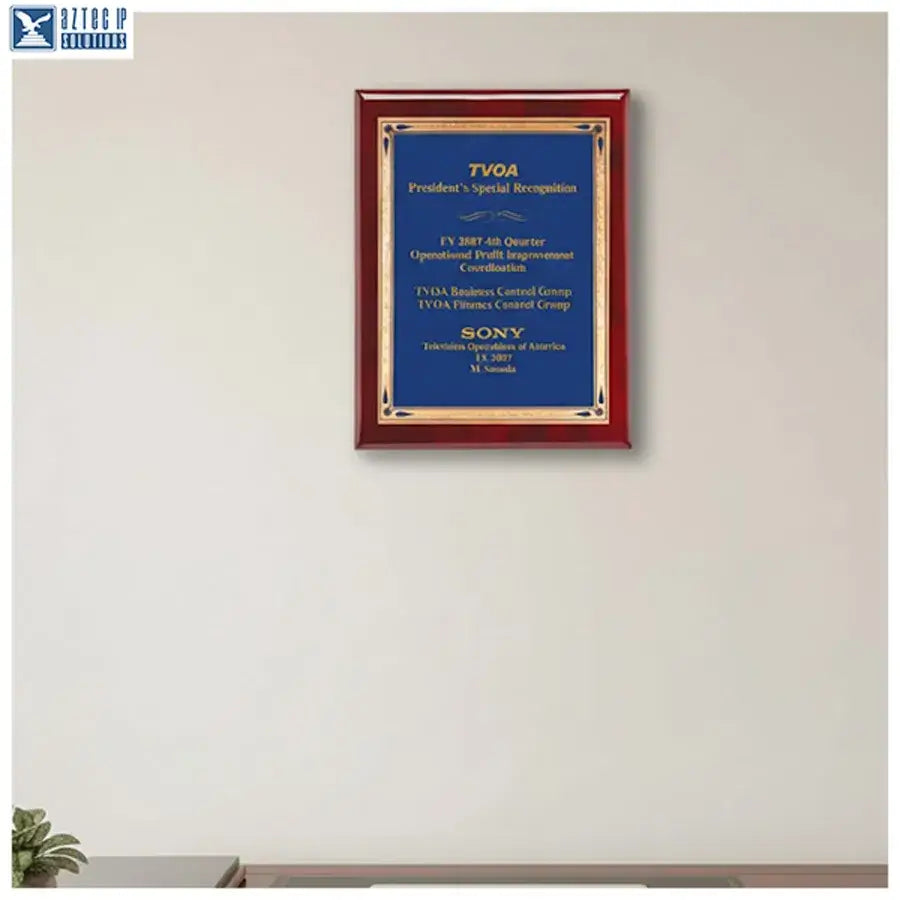 Rosewood award plaque