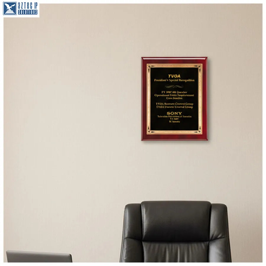 Teardrop brass plaque