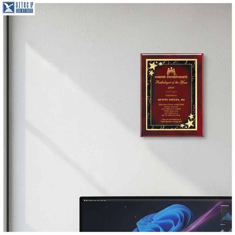 Custom engraved achievement plaque