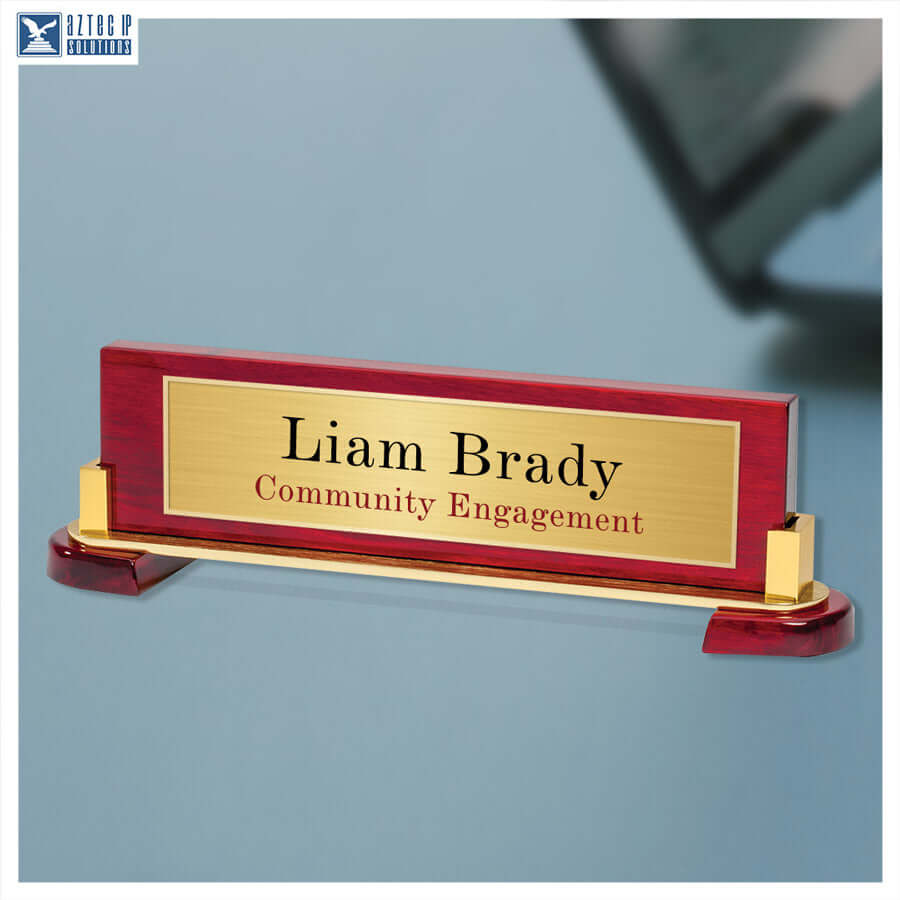 executive rosewood desk name plate