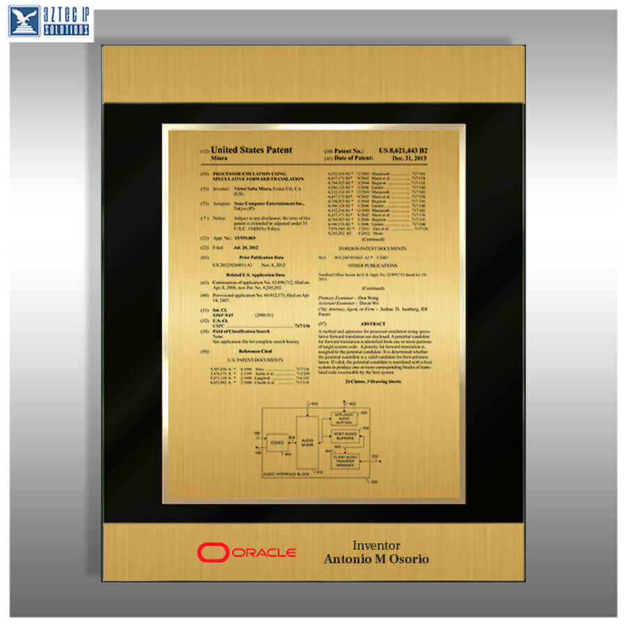 Patent Plaque - Dual Band AirLucite®  Oracle