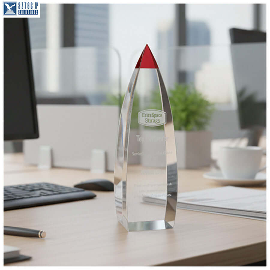 Red Accent Crystal Trophy