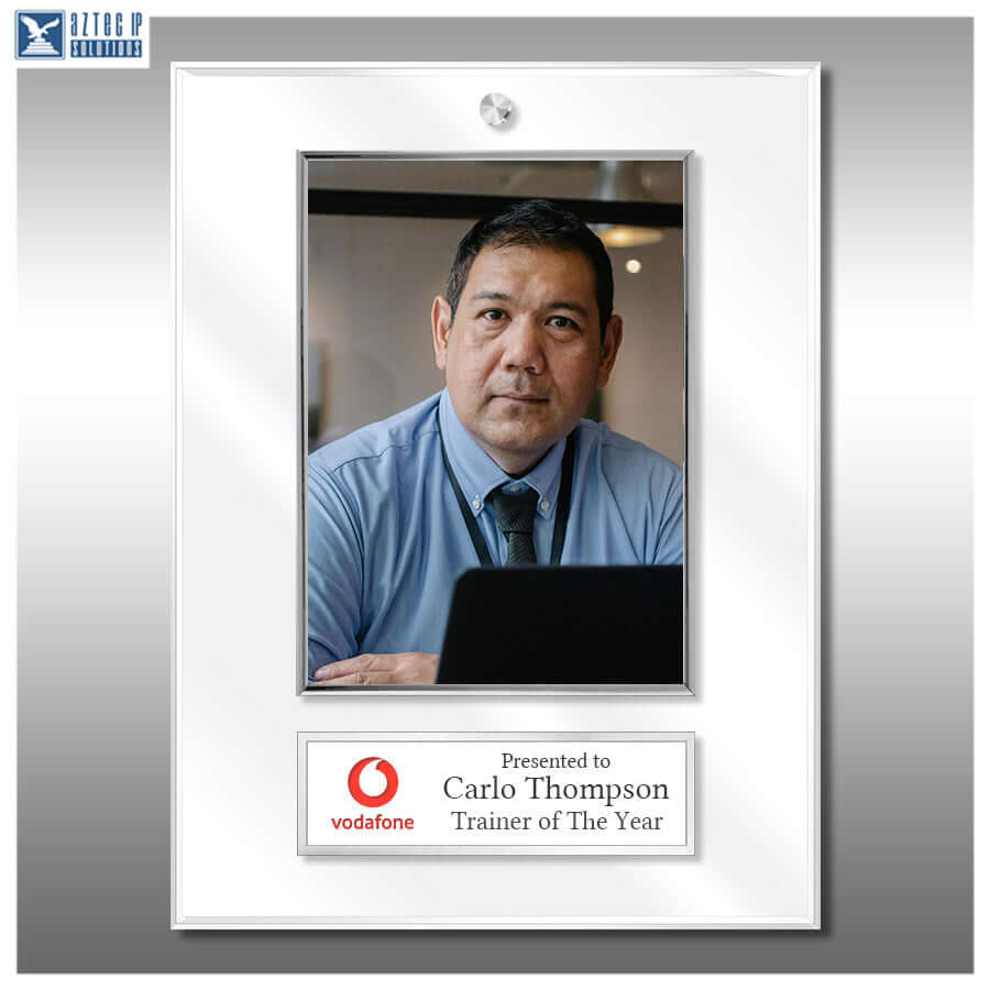 Photo Plaque - 5 in x 7 in Photo WhiteLucite® Vodafone