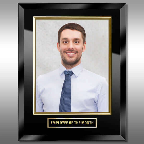 Photo Plaque-Glass Black BG-FP14BB Gold-V