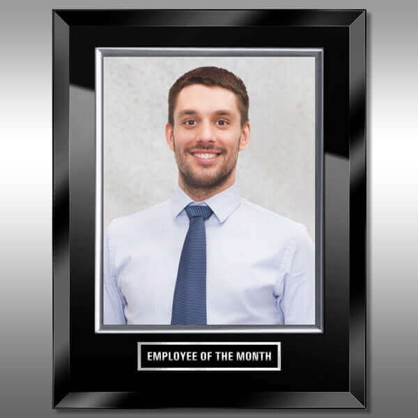 Photo Plaque-Glass Black BG-FP14BB Silver-V