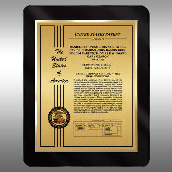 Patent Plaque - ABk1-SuS-R14 Patent Certificate