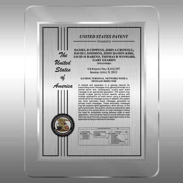 AC1-SuS-R14 Silver Patent Certificate