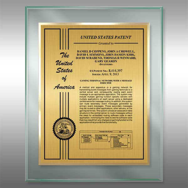 AJ1-EZG14 Gold Patent Certificate